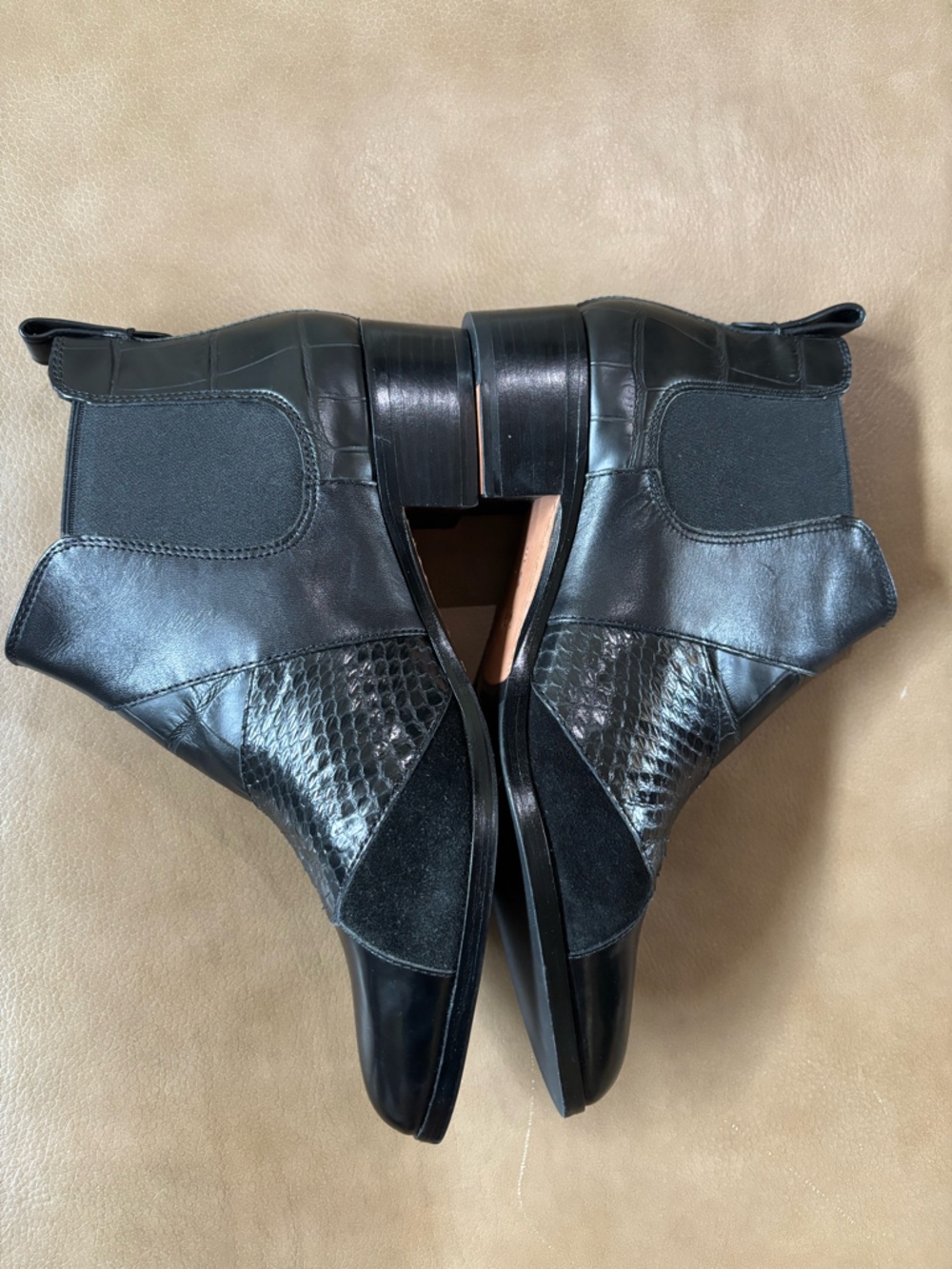 Coach Black Suffolk patchwork Leather Women's Ankle Boot with Textured Panel - Picture 2 of 9